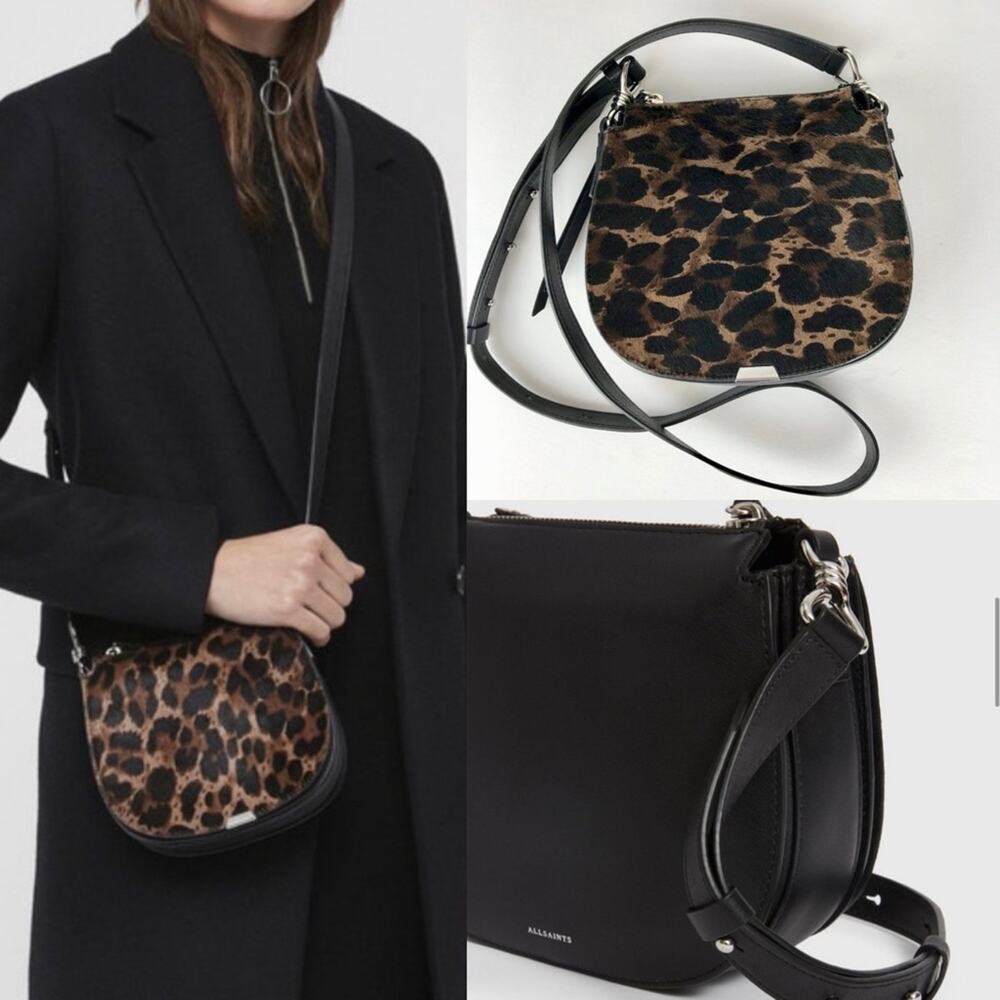 All Saints Leopard Print Crossbody Bag